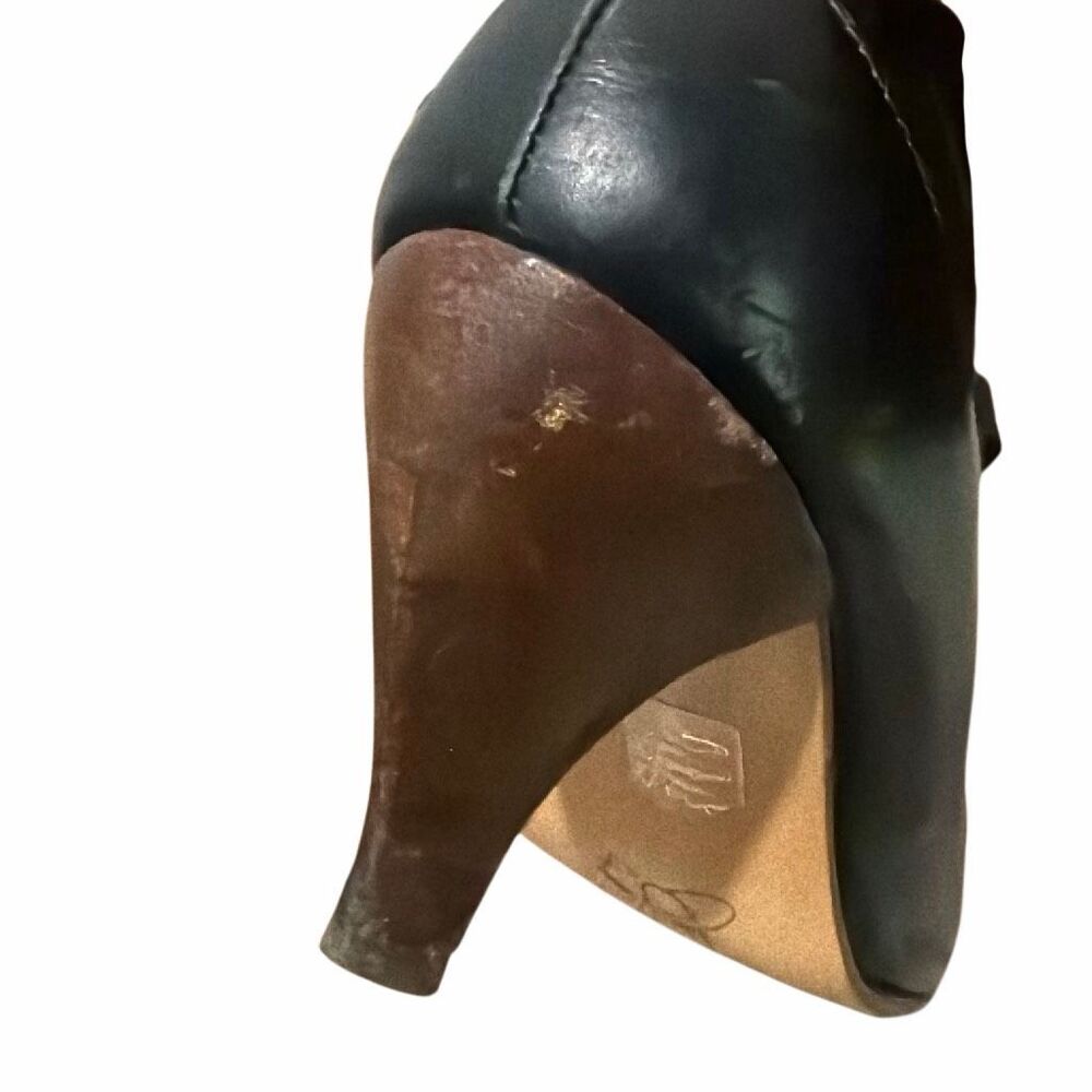 John Fluevog Teapot Yunnan Heels Black Olive Green Ribbon Lace Up Women’s 9.5 - Picture 13 of 16